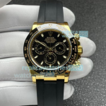 Noob Factory V3 Rolex Daytona Yellow Gold Case Black Dial Watch 4130 Movement